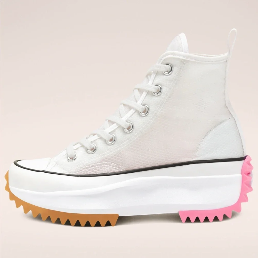 Converse Men’s Run Star Hike Hi Concrete Heat White Sneakers - Picture 3 of 9
